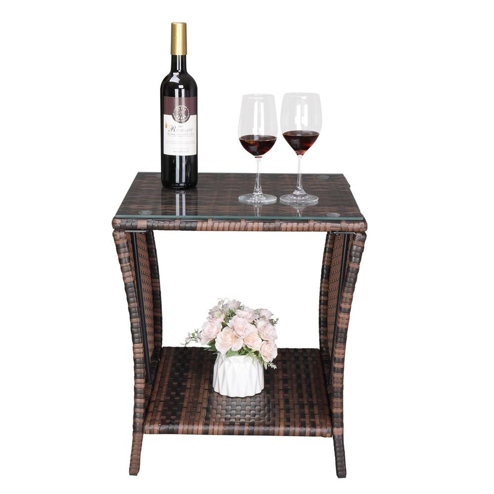 Wicker Rattan Side End Table Sofa Accent Bedside Storage Livingroom Coffee Couch