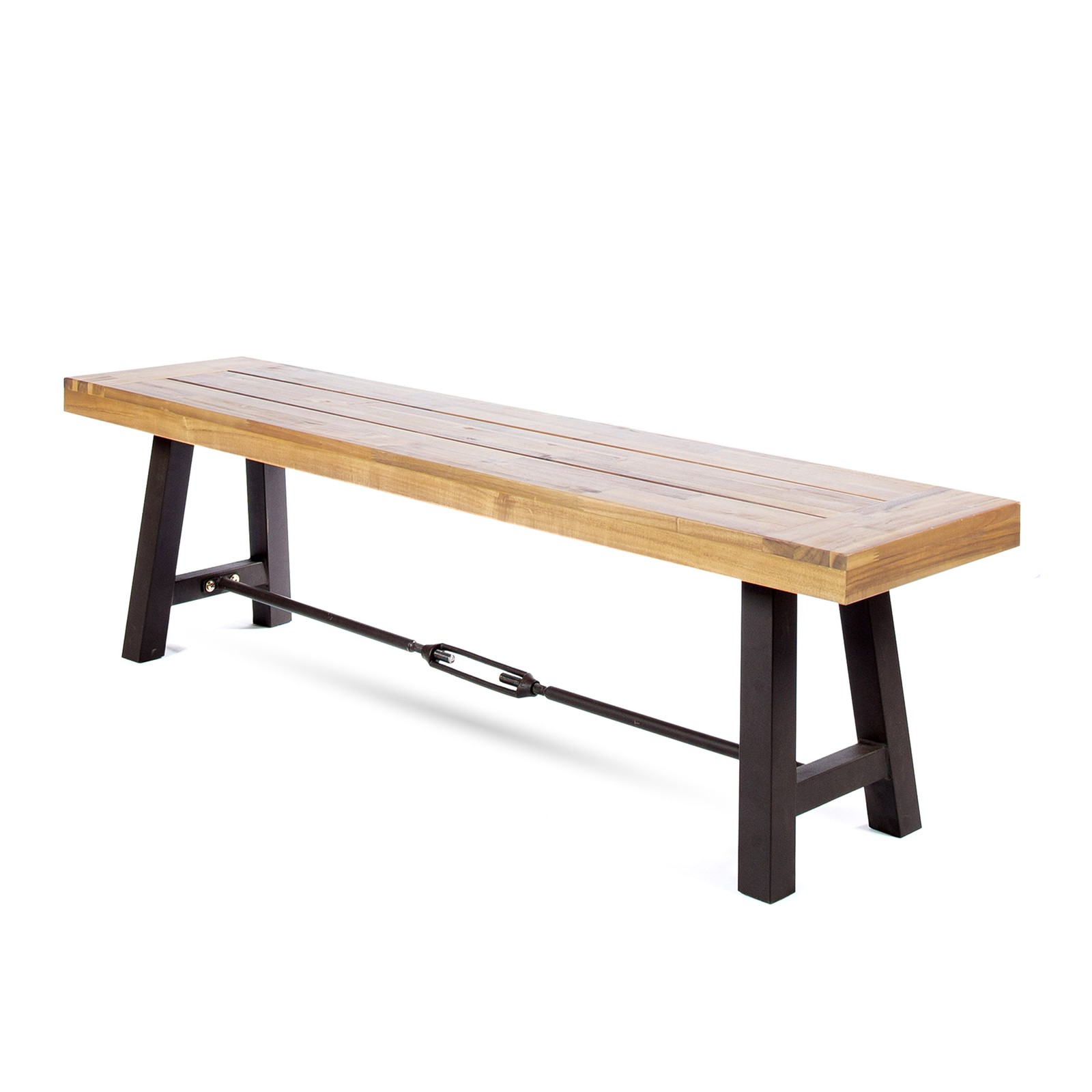 Wood Outdoor Dining Bench, Backless Patio Garden Bench for Porch Deck Poolside
