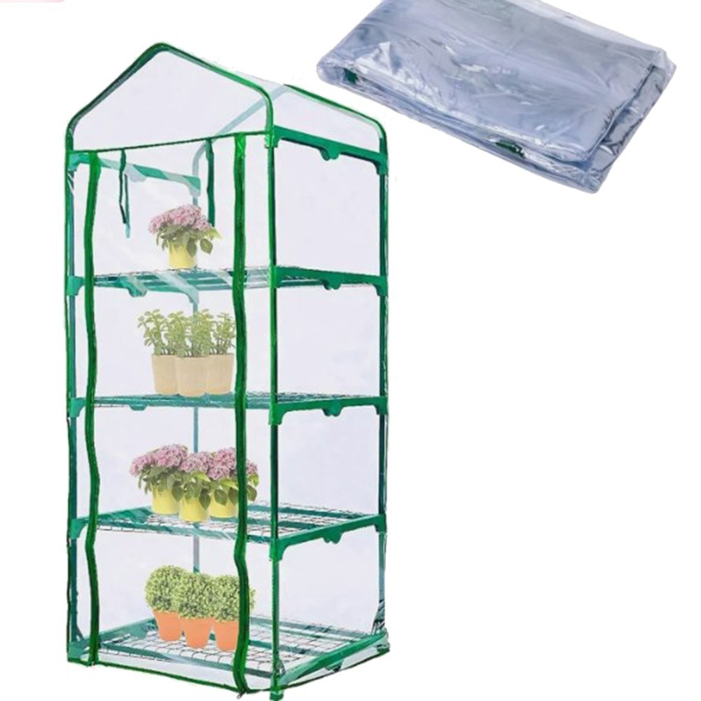 Sturdy 4Tier Greenhouse Cover with Roll Up Door Transparent PVC Material