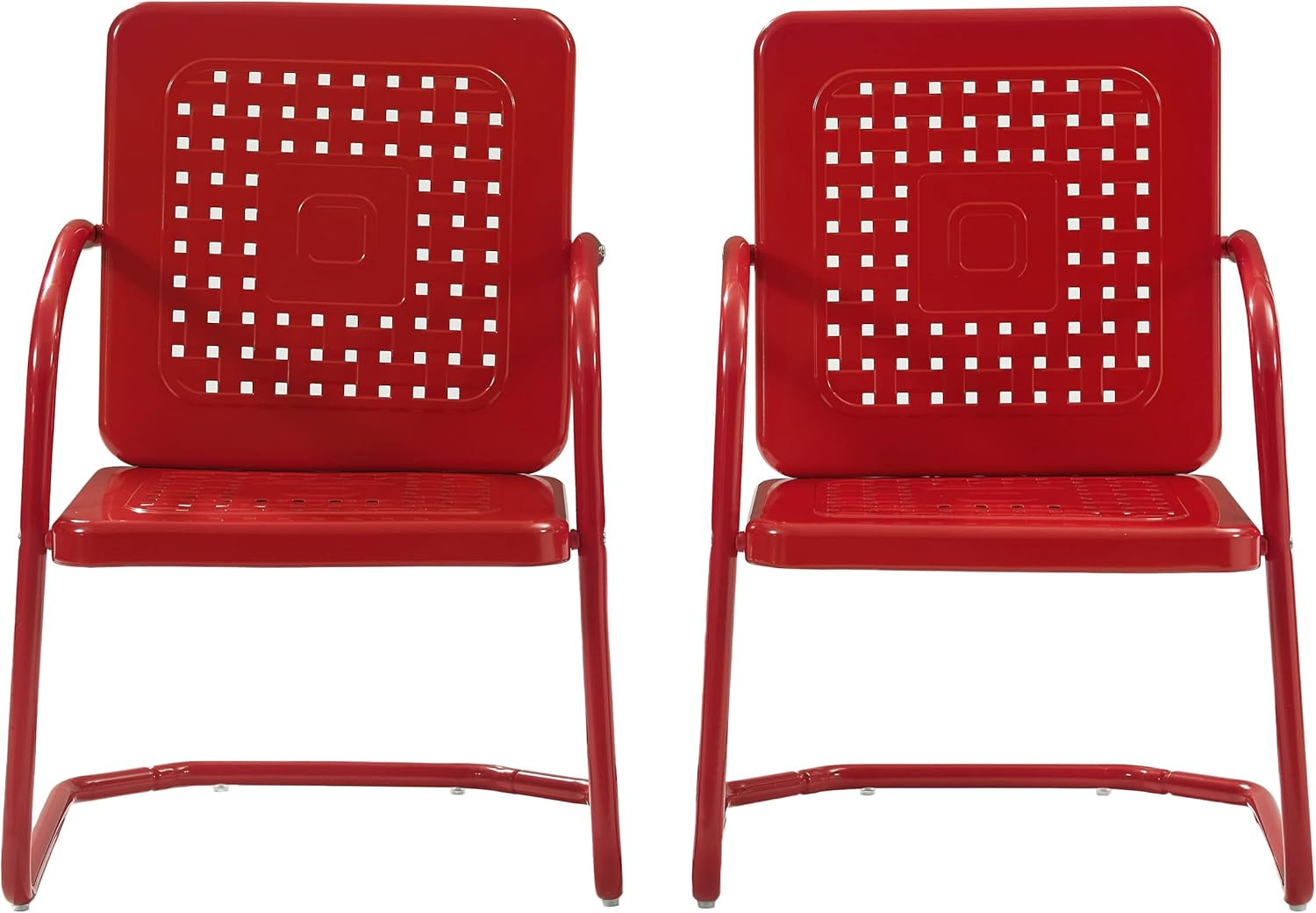 Crosley Furniture Bates 2-Piece Outdoor Chair Set, Retro Metal Patio Chairs for