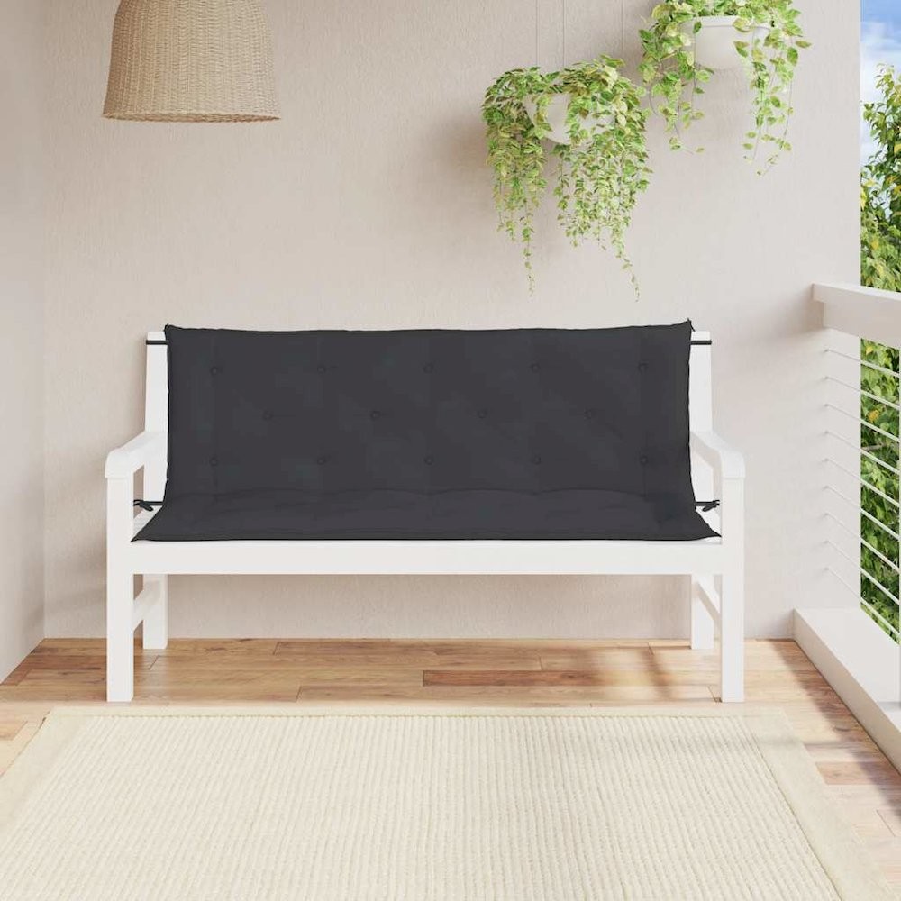Garden Bench Cushion Set of 2 Black Oxford fabric (100% polyester)