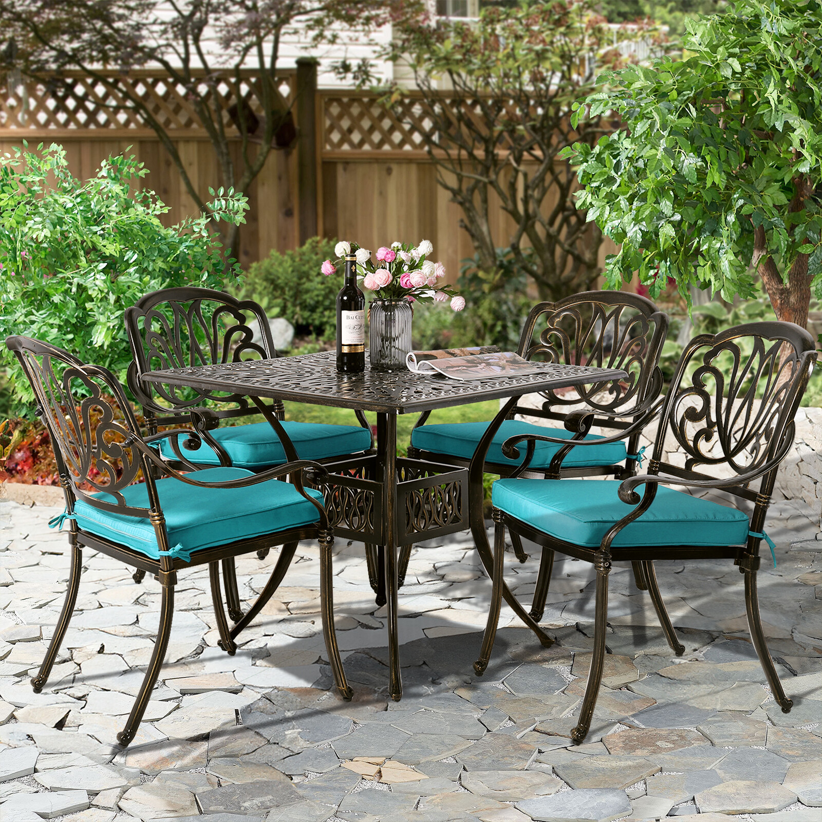 5 Piece Patio Dining Set Outdoor Furniture Set Patio Table and Chairs Dining Set