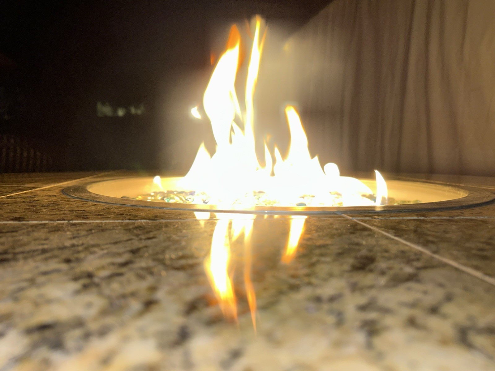 5Pc Wicker Outdoor Chair Set W/ professionally built custom TILE Fire Table