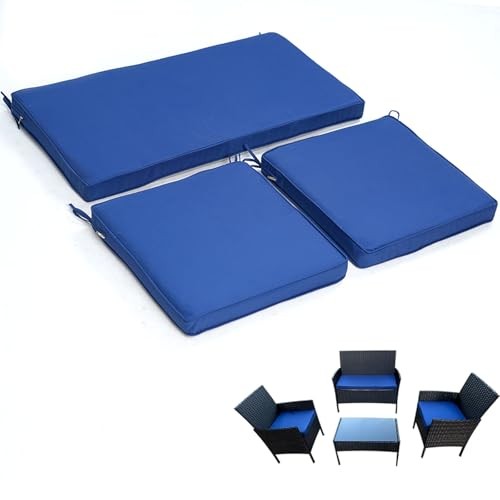 3-Pack Outdoor Patio Furniture Replacement Cushions Set–High-Elastic Navy Blue