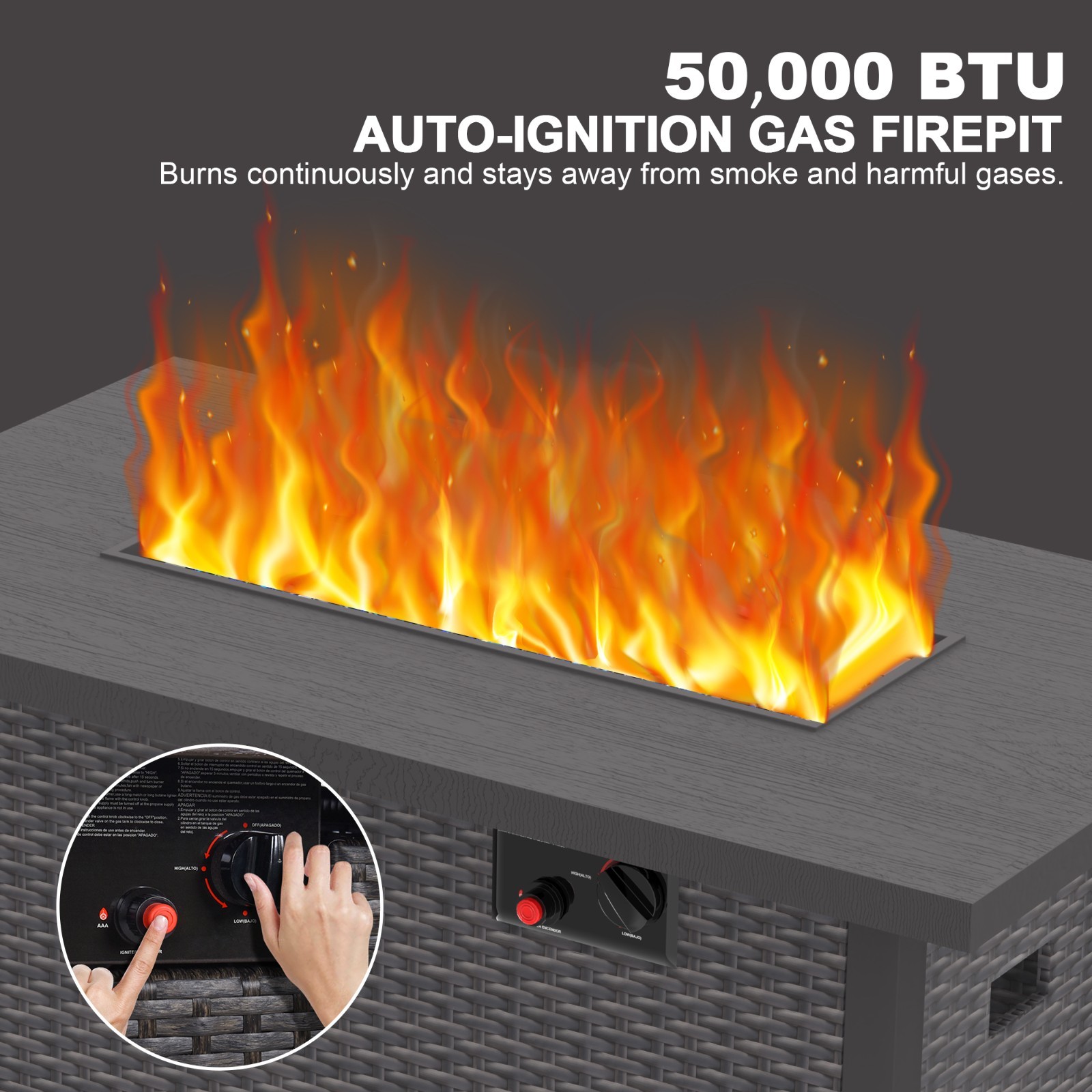 Gray Outdoor 8 Pieces Patio Furniture Set with Propane Fire Pit Table And Sofa