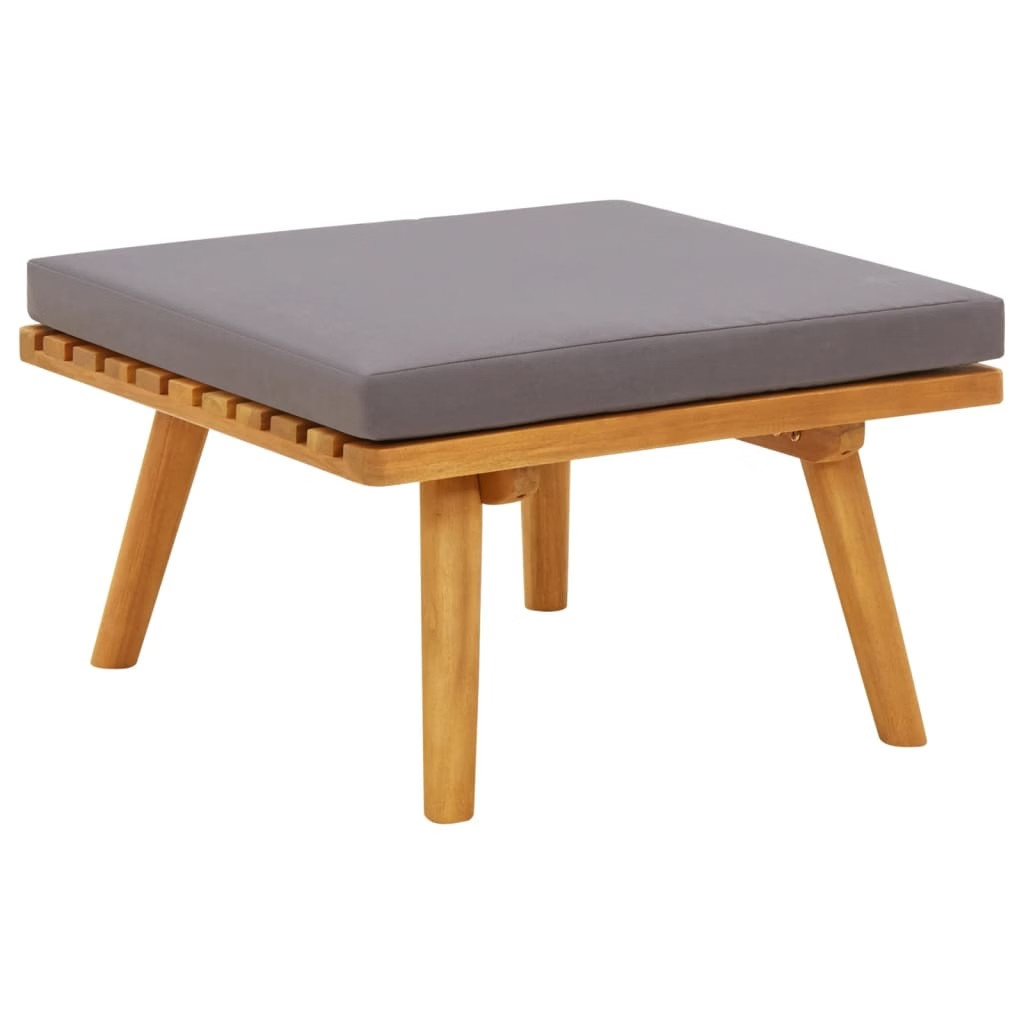Patio Footstool with Cushion 23.6″x23.6″x11.4″ Solid Acacia Wood