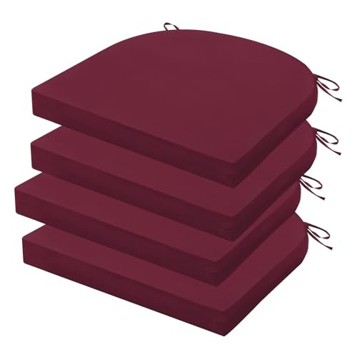 Outdoor Chair Cushions Set of 4, 17 x 16 Inch Patio 17x16x2|4 Pack 1 – Dark Red