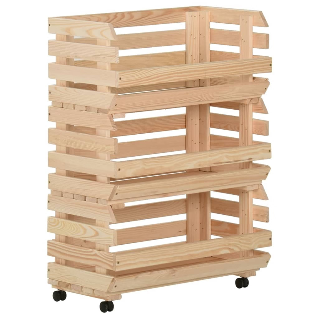 Vegetable Trolley 22.4″x11.8″x31.5″ Solid Wood Pine