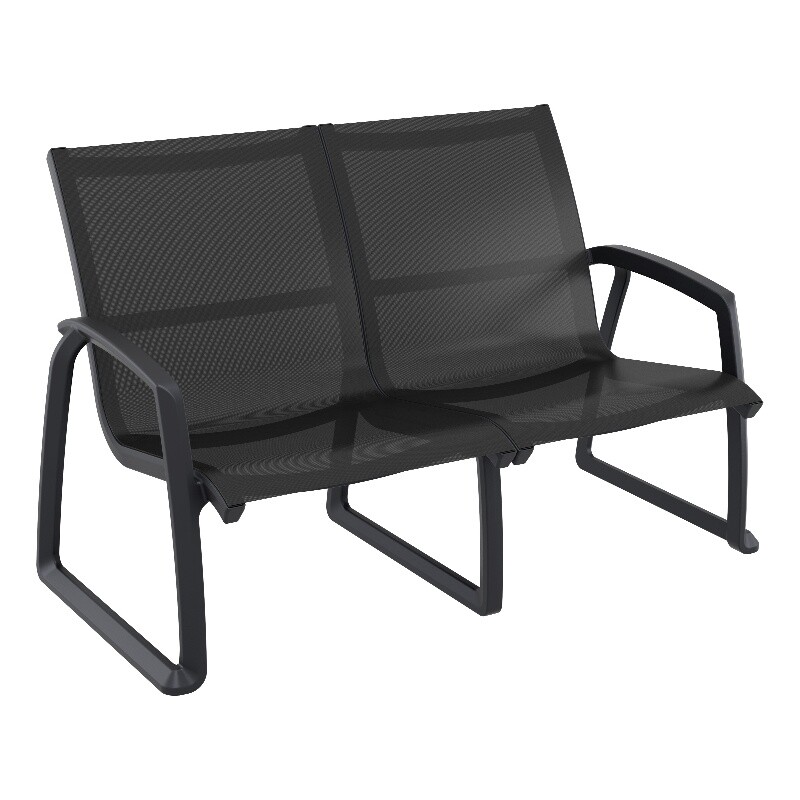 Compamia Pacific LoveSeat with Arms Black Frame Black Sling