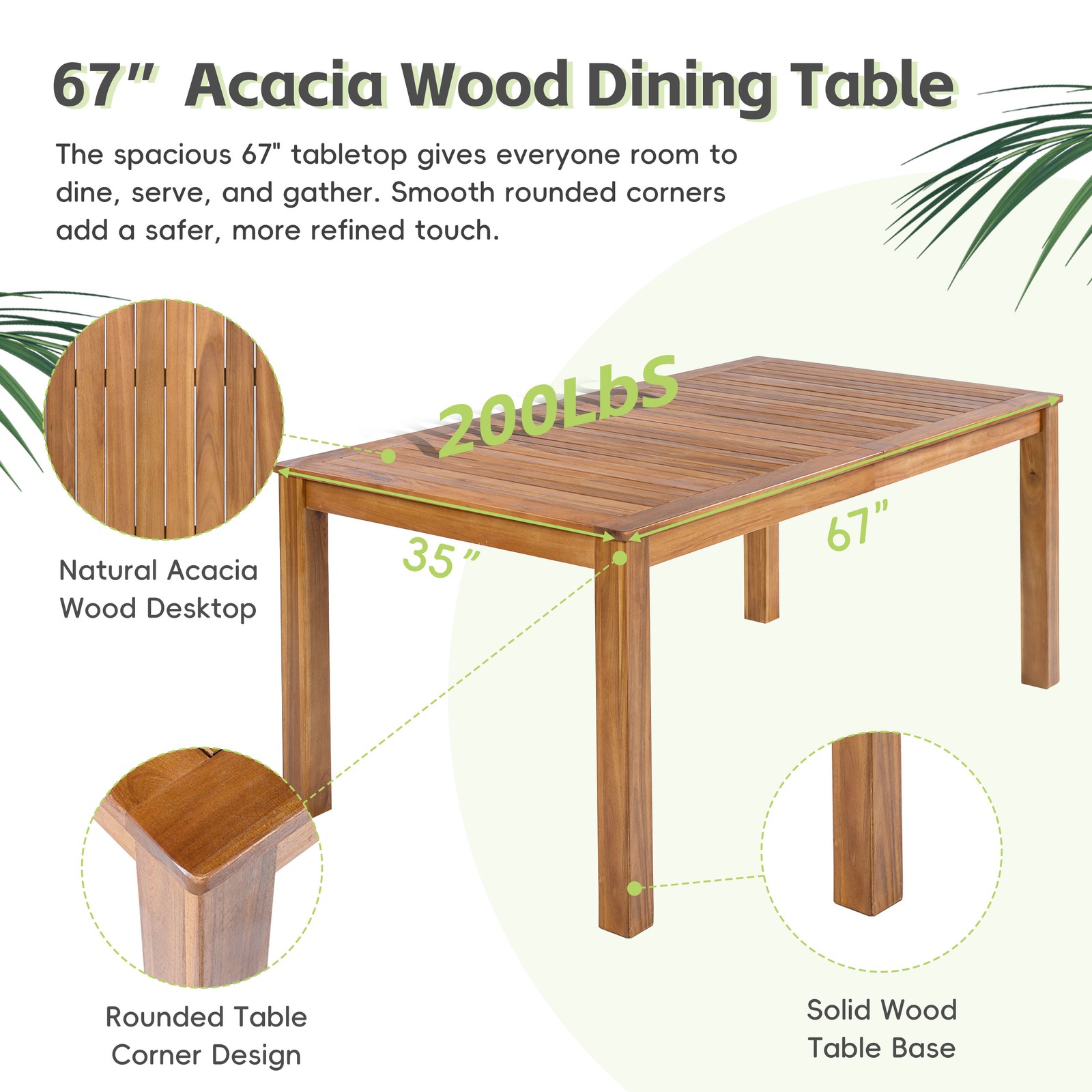 7-Piece Patio Dining Table Set 67″ Rectangular Table 6 Rattan Chairs