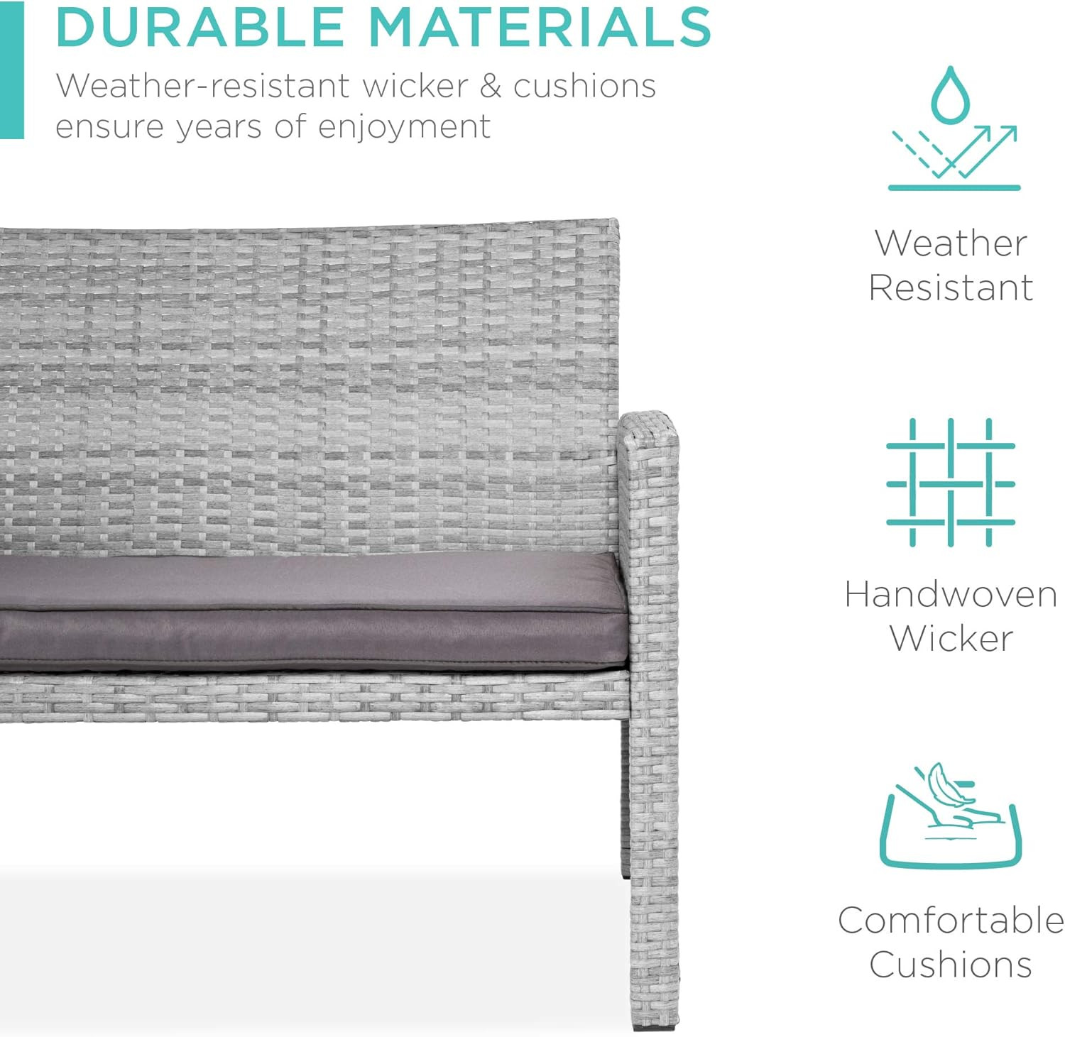 Best Choice Products 4-Piece Outdoor Wicker Patio Conversation Furniture Set for