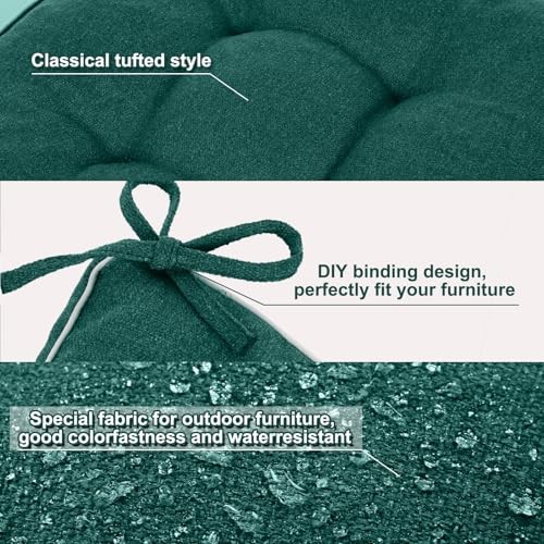 3 Pcs Outdoor Chair Cushions Set Tufted Waterproof 44 x 19 x 4 Inch Green