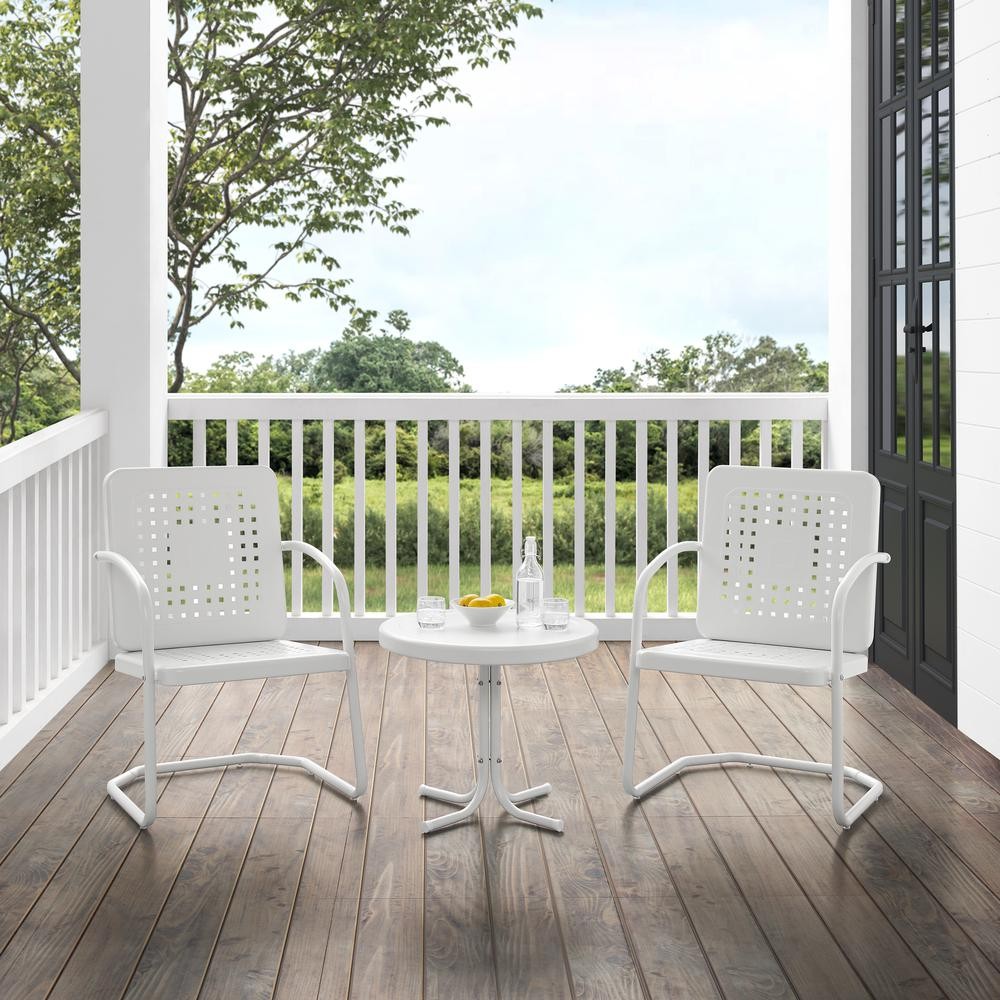 Bates 3Pc Retro Outdoor Chair Set – Side Table & 2 Armchairs