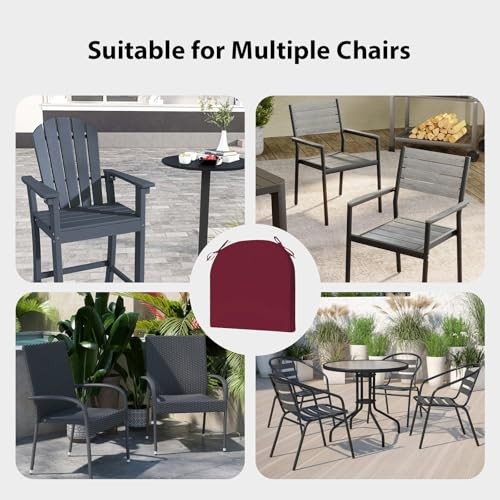 Outdoor Chair Cushions Set of 4, 17 x 16 Inch Patio 17x16x2|4 Pack 1 – Dark Red