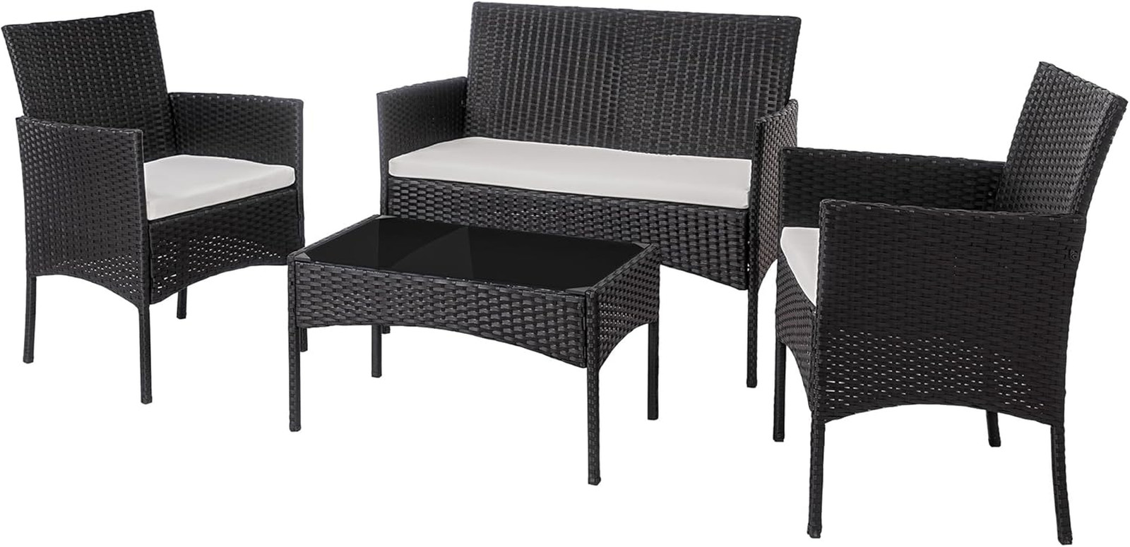 Shintench 4 Piece Outdoor Patio Furniture Sets, Small Wicker Patio Conversation