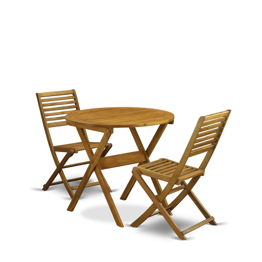 East West Furniture 3-Pc Patio Table Set Consists of a Wooden Folding Table…