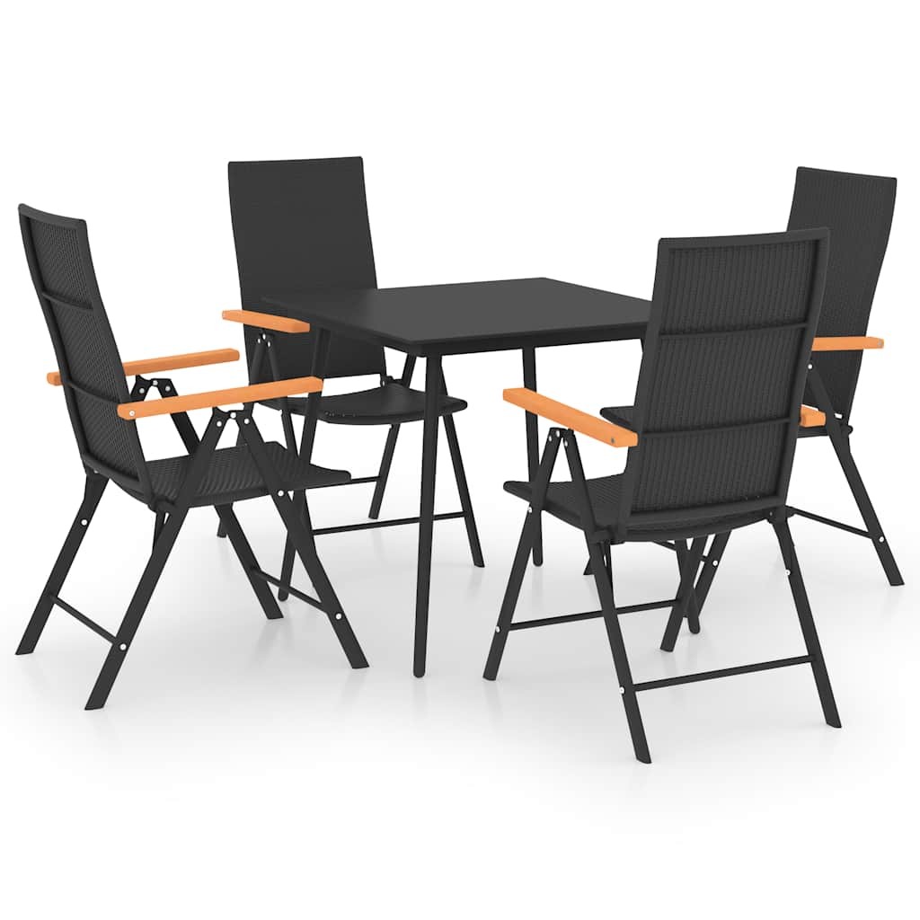 Patio Dining Set Outdoor Dining Table and Chair 5 Piece Black and Brown vidaXL