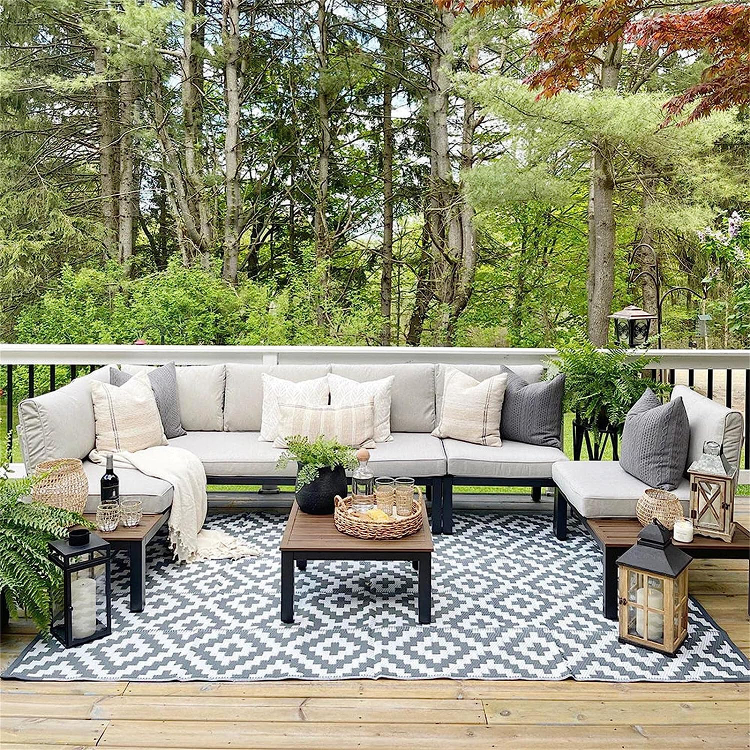 6 Pieces Patio Furniture Set Outdoor Sectional Sofa Set Conversation Set