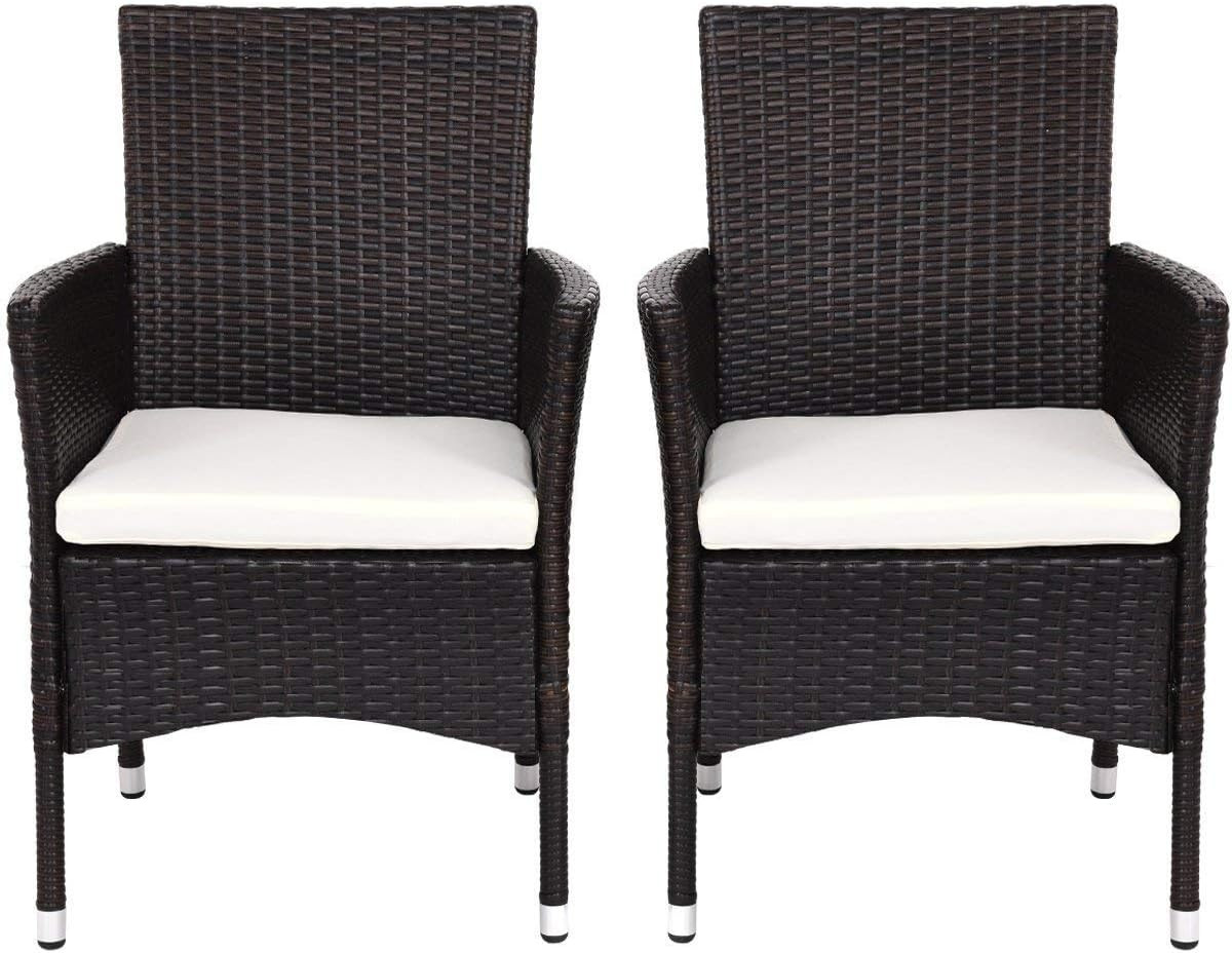 Stylish Brown Wicker Rattan Armchair with Cushions for Outdoor Comfort