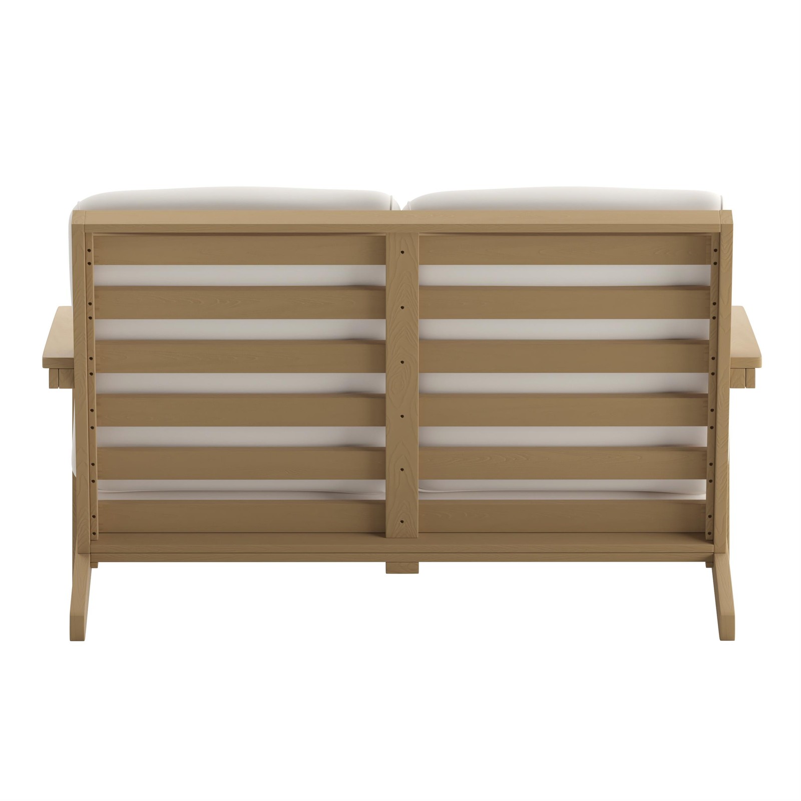 All-Weather Poly Resin Adirondack Loveseat & Cushions – Natural Cedar/Cream