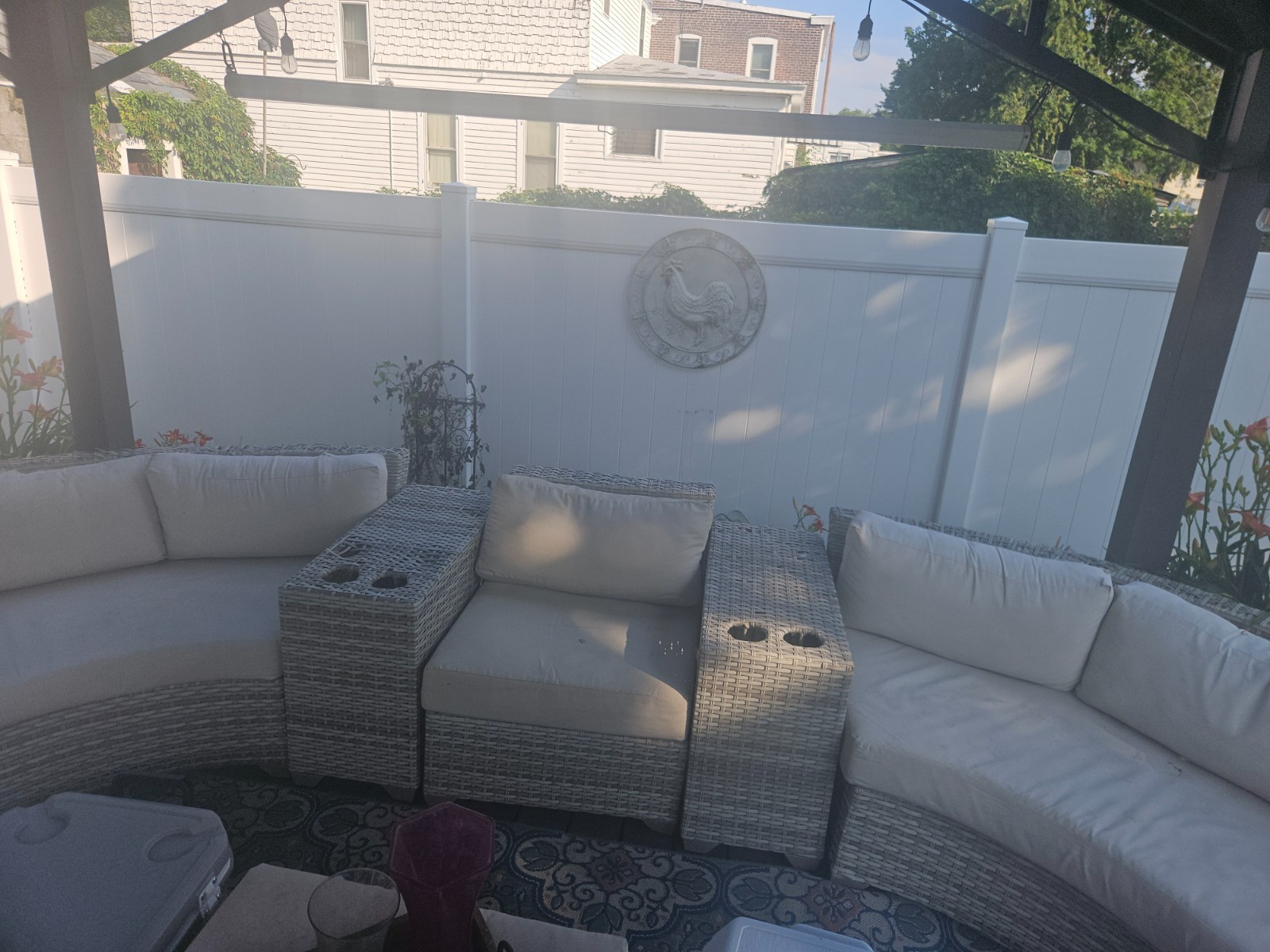 Grey and beige 8 Piece Outdoor Patio Sofa Set – White/Brown