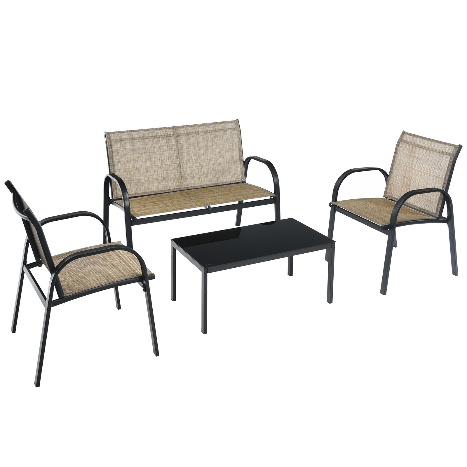 Topbuy 4PC Rattan Wicker Patio Conversation Sofa Table Set Outdoor Furniture