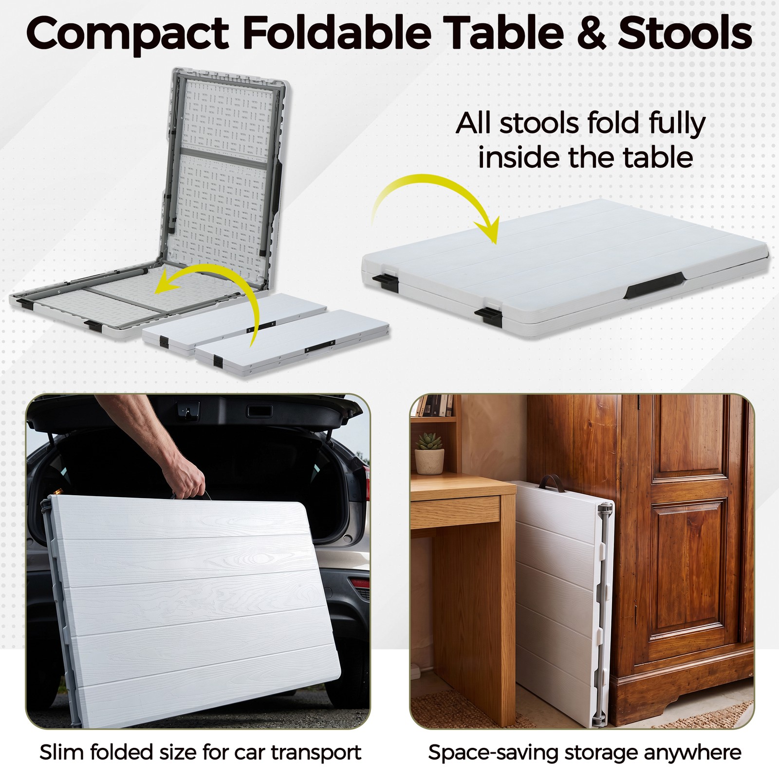 5.8FT Portable Folding Picnic Table Set with 2 Foldable Benches for Camping BBQ