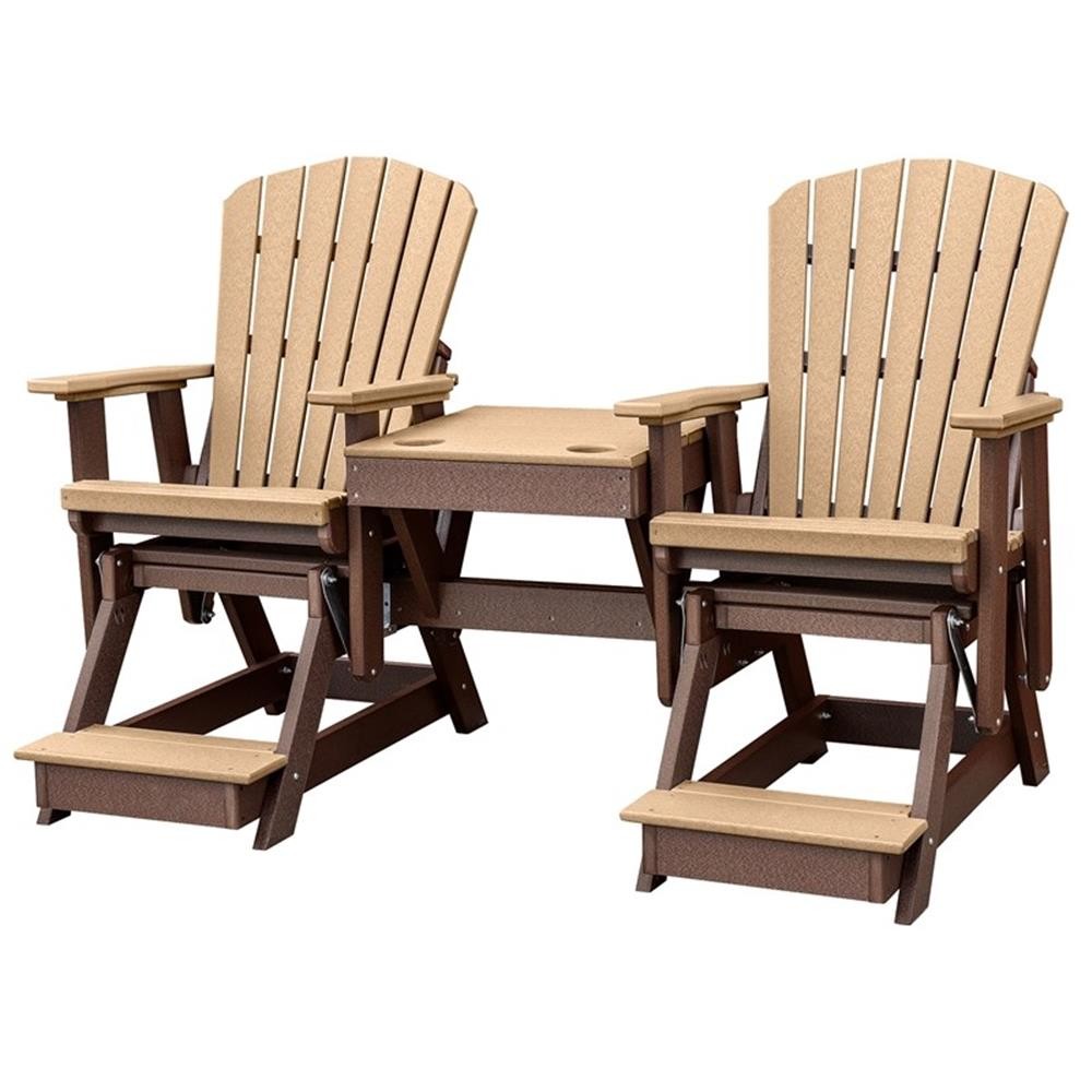 Pemberly Row Coastal Double Balcony Height Glider with Center Table