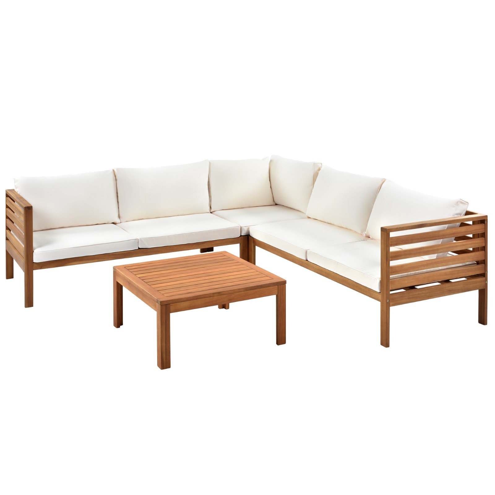 Modern L Shape Outdoor Patio Sectional Sofa Modular Couch Furniture Set W/ Table