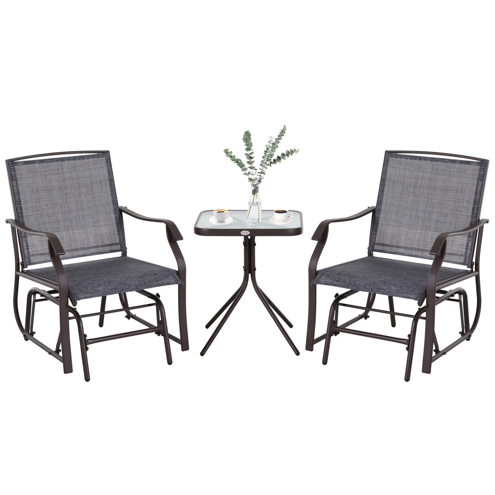 Stylish Glider Bistro Set for Outdoor Spaces 352lb Capacity Modern Design